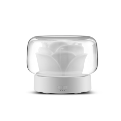 New Design 400ml Lotus Flower Accompanied By Aroma Diffuser 7 Color LED Light Ultrasonic Glass Humidifier Family Office
