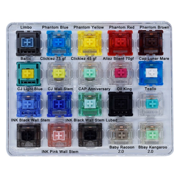 HONKID Aluminum Switch Tester with 16 Key Switch Samples from Akko, Gateron  and Kailh, Metal Mechanical Keyboard Switch Tester, Durable Switch Testing