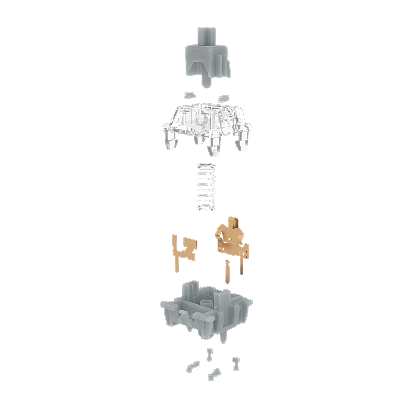 GATERON 0° Silent Silver Keyboard Switches, Linear Dual-Rail 45g Force ...