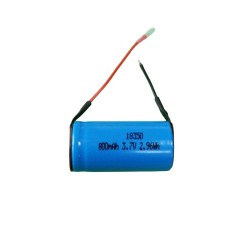 18350 850mAh lithium ion cell with wires for measuring instrument