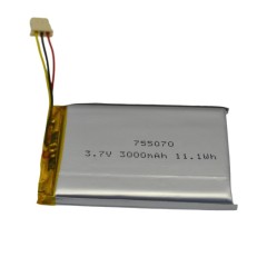 Rechargeable lithium polymer battery 3.7V 3000mAh LP755070 for mobile projector