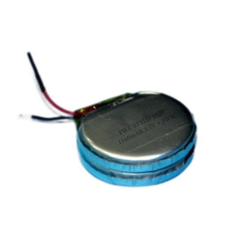 Li-polymer 553535 3.7V 1160mAh 1S2P circular lithium-ion battery