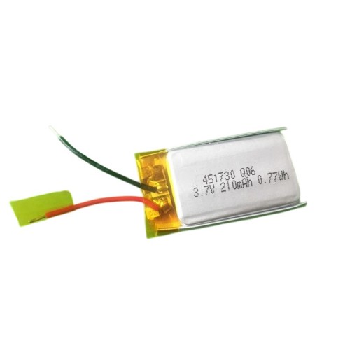 IEC62133 approved 3.7V 200mAh 210mAh lithium ion polymer battery 451730