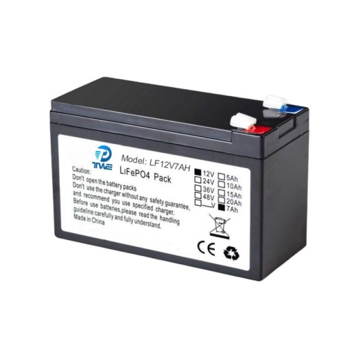 LiFePO4 lithium deep cycle battery 12V 7Ah LiFePO4 12.8V 7.5Ah lithium ion battery for for UPS, solar power, fish finder, and speaker
