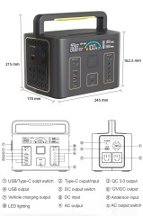 Hotsale 500 watt outdoor power station 500W 220V black mobile power supply portable power bank with LED display