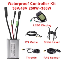Electric Bike Controller Kunteng 24V 36V 250W 350W with Throttle Brake PAS Sensor LCD Display Ebike Controller Waterproof Kit