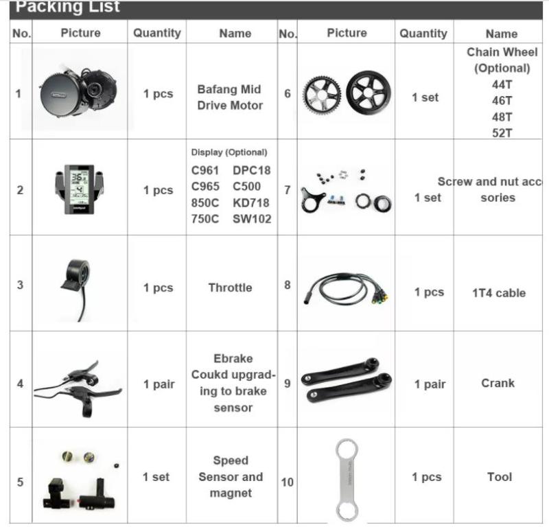 bafang motor BBS02B BBS02 36v 500w mid drive kit 8fun electric bike central motor kit