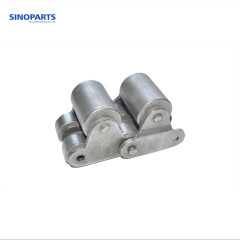 Double pitch conveyor chain with top rollers