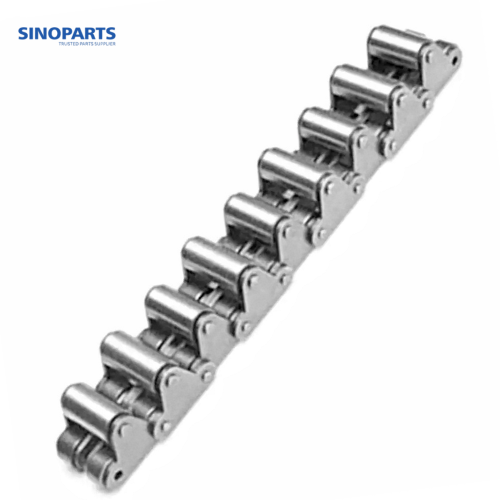 Double pitch conveyor chain with top rollers