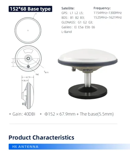 High precision mapping measurement dish antenna GNSS four star multi frequency GPS navigation positioning test antenna