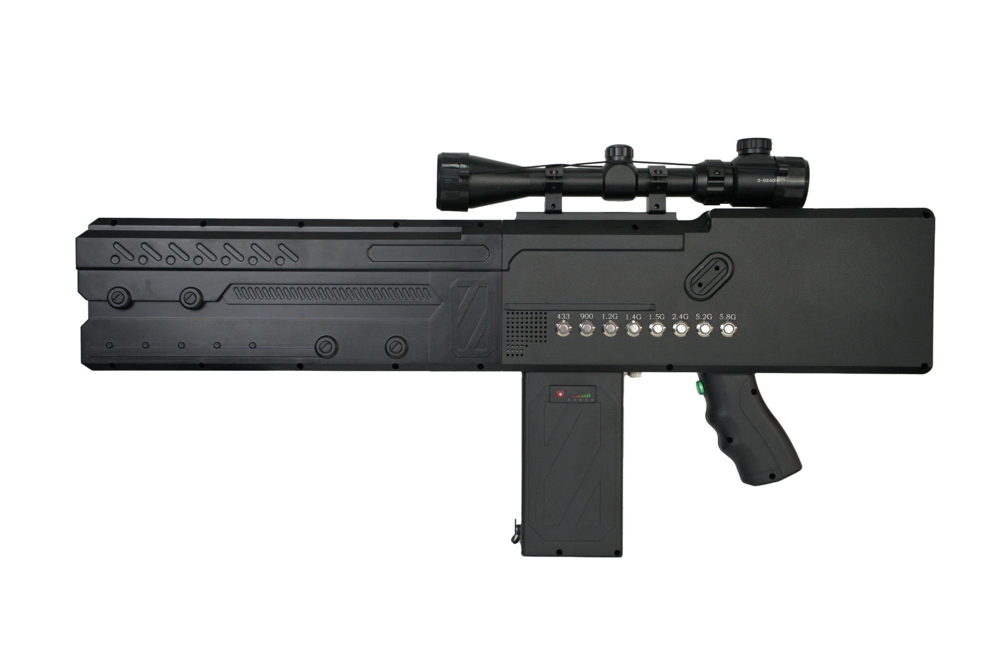 Long-Range Anti Drone Gun with Multi-Band RF Jamming Capability, Supporting 6 or 8 Bands from 410MHz to 5900MHz, High-Power 180W Output, Effective Drone Neutralization for Security and Border Control