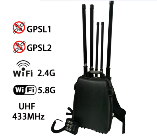 Professional Backpack-Style Drone Suppressor System Featuring Multi-Band RF Jamming, Modular Frequency Control, Durable Impact-Resistant Housing, Flexible Antenna Selection and Rapid Deployment Capability for Mobile Counter UAV Operations