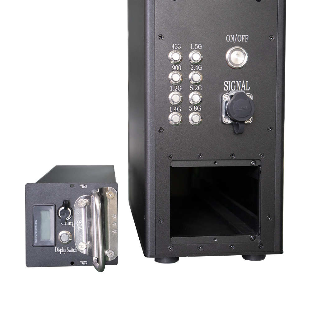 Mobile Backpack-Style Anti-Drone Suppressor with Modular Multi-Band Jamming, Adjustable Frequency Modules, Internal Battery or DC24V Power Supply, Efficient Cooling System for Continuous Field Deployment