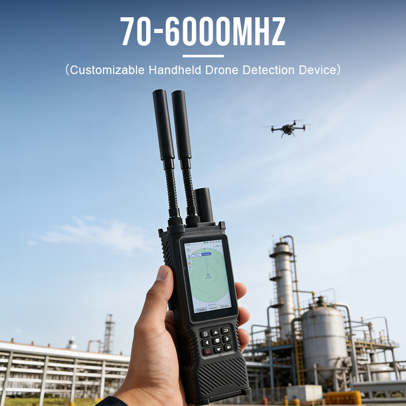 Full-band 70-6000MHz detection and positioning of UAVs within 1.5km
