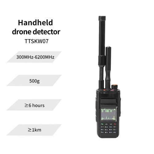 Handhled Drone Detector with Multi Channel Scanning 300MHz-6200MHz for OFDM Digital and FM Analog Video Transmission UAV Detection 1km Range with Headphone Alarm and USB Log Export