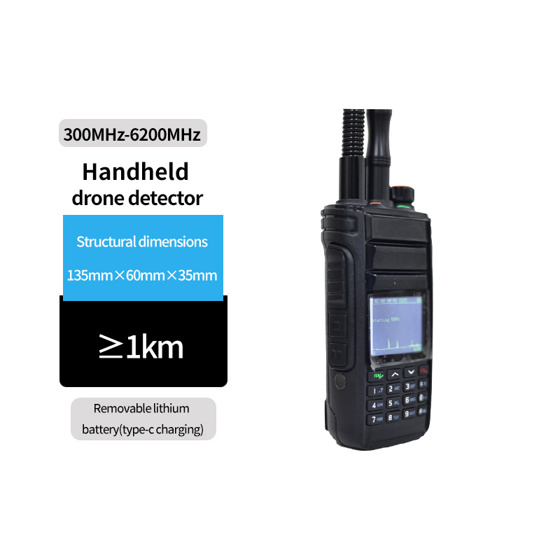 Handhled Drone Detector with Multi Channel Scanning 300MHz-6200MHz for OFDM Digital and FM Analog Video Transmission UAV Detection 1km Range with Headphone Alarm and USB Log Export