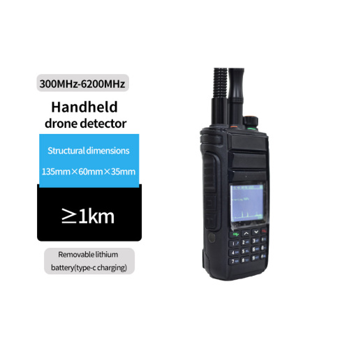 Handhled Drone Detector with Multi Channel Scanning 300MHz-6200MHz for OFDM Digital and FM Analog Video Transmission UAV Detection 1km Range with Headphone Alarm and USB Log Export