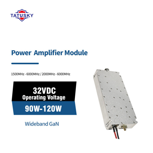 High Efficiency 100W GaN RF Power Amplifier 1500-6000MHz Wideband Module with 45dB Gain TTL Control and Robust Thermal Design for Reliable Continuous Wave RF Operation