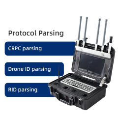 Tactical Drone Defense Equipment 100-6000MHz Portable Detector Pilot & Drone Identification & Positioning Blacklist/Whitelist 5km Range for Border Patrol