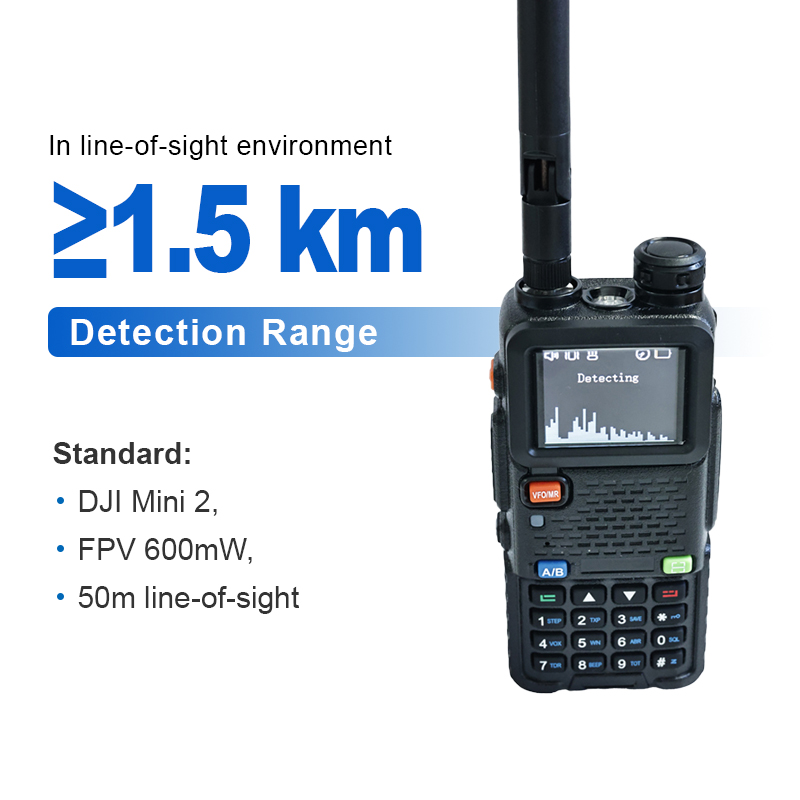 Handheld Drone Detection Equipment Long Range UAV Signal Detector 1.5km Detection for DJI Autel FPV Drone Detection and Security Patrol