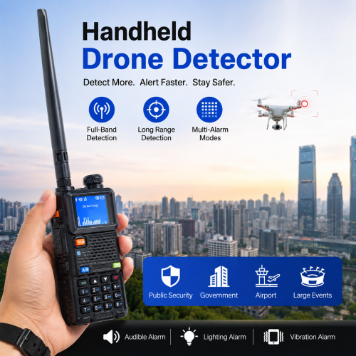 Compact Portable UAV Detector Drone Signal Scanner 300-6200MHz Full Band Detection Device with Audible Visual Vibration Alarm for Security