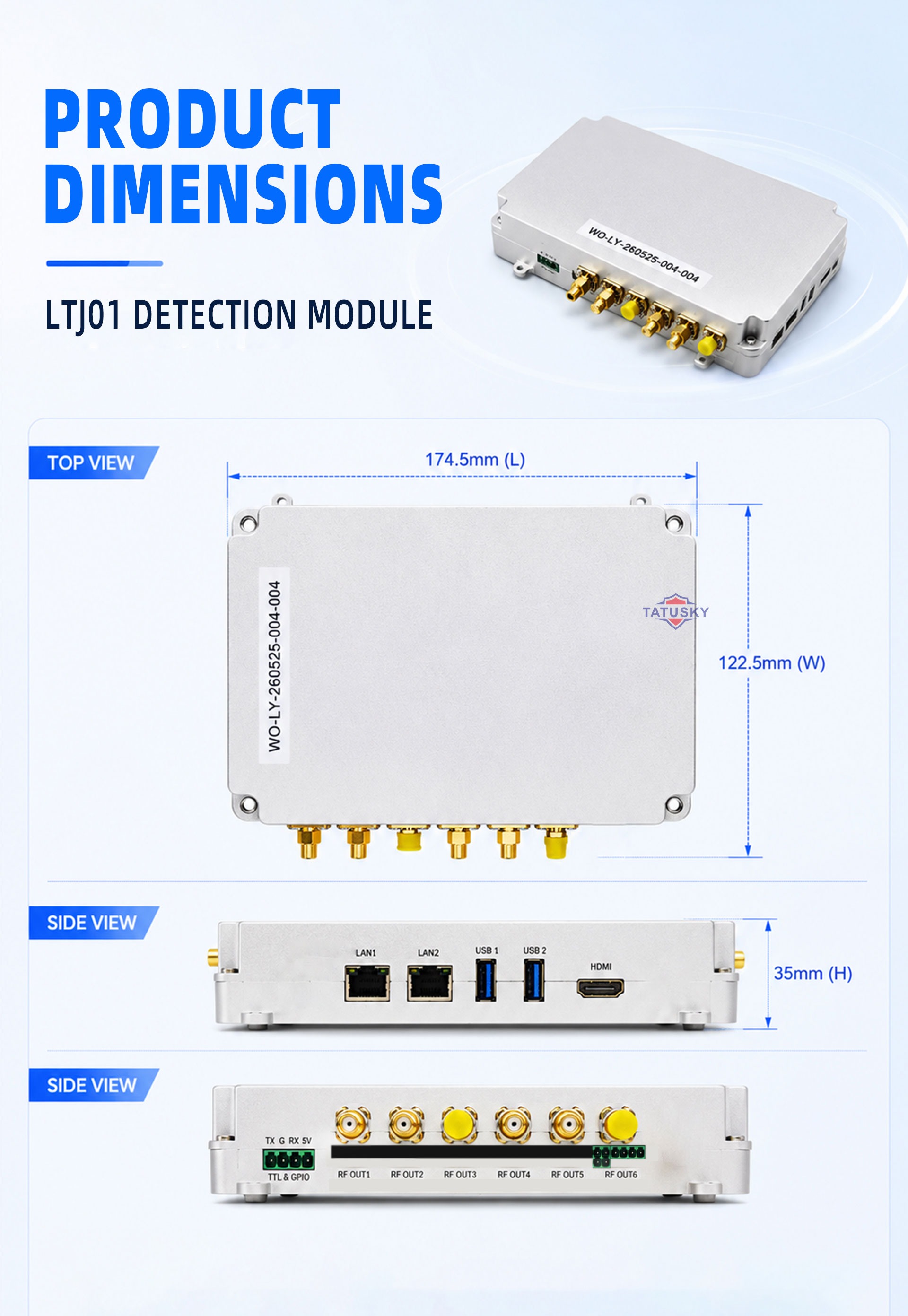 100MHz-6000MHz Passive Drone Detection Module with Built-in Computing Unit, 70MHz-6GHz Wide Band Coverage, Accurate Fingerprint ID Identification for DJI, AUTEL, DIY Drones