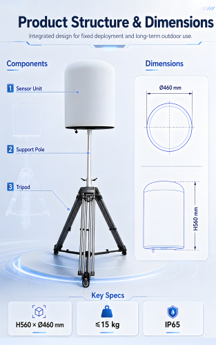 Fix Drone Sensor with 100MHz-6GHz Detection Bands 10km Range Multi-target Tracking Drone RF Locator for Airport Government Venue Critical Industrial Airspace Safety
