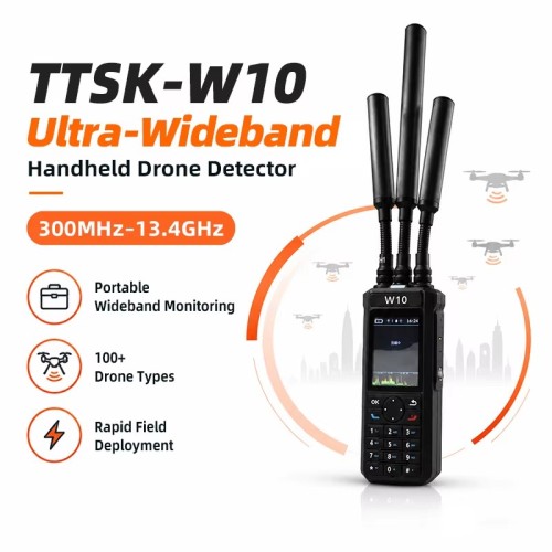 Handheld UAV Detection System 300-14300MHz, Real-Time Spectrum Monitoring, Multi-Target Drone Identification, Audio and Vibration Alerts