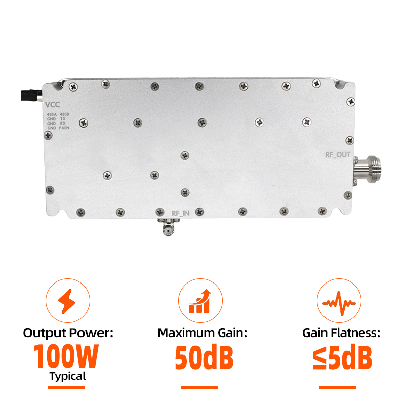 100W 300-2700MHZ Wideband GaN RF Power Amplifier Module RS485 Temperature Monitoring for Anti Drone System