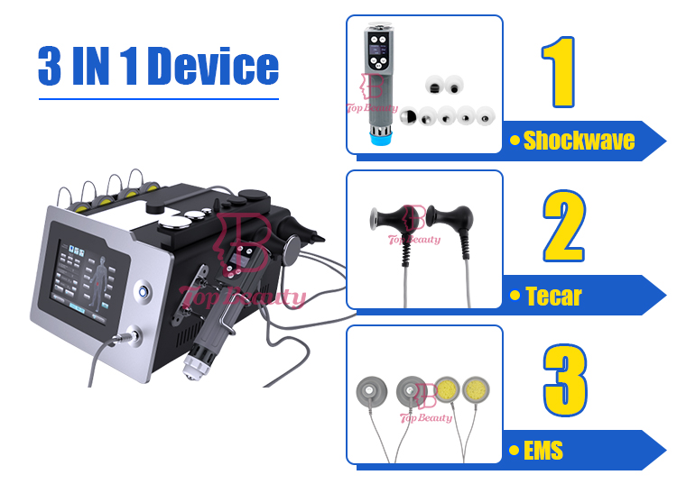 3 in 1 EMS Tecar Shockwave therapy machine for sale