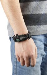 Paracord Bracelet (2 Pack) - Adjustable - Fire Starter - Loud Whistle - Perfect for Hiking, Camping, Fishing and Hunting - Black & Black+Orange