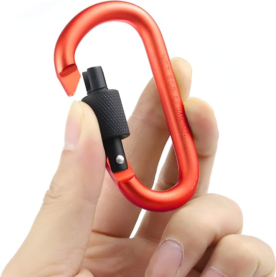 Aluminum D Ring Key Rings Hiking Clips Locking Carabiner for Hiking Camping Fishing and Outdoor Use