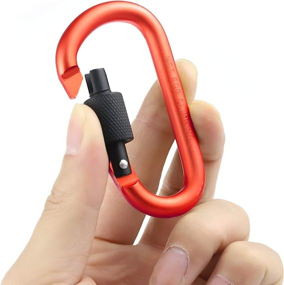Aluminum D Ring Key Rings Hiking Clips Locking Carabiner for Hiking Camping Fishing and Outdoor Use