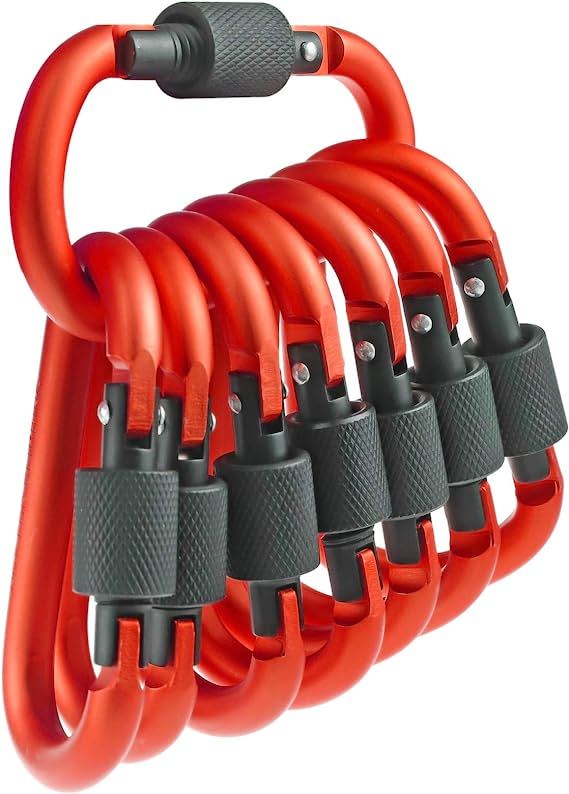 Aluminum D Ring Key Rings Hiking Clips Locking Carabiner for Hiking Camping Fishing and Outdoor Use