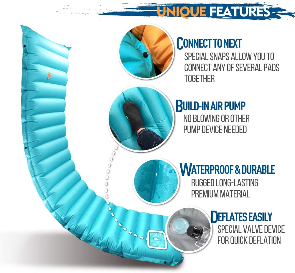 Extra Thickness Inflatable Sleeping Pad with Built-in Pump