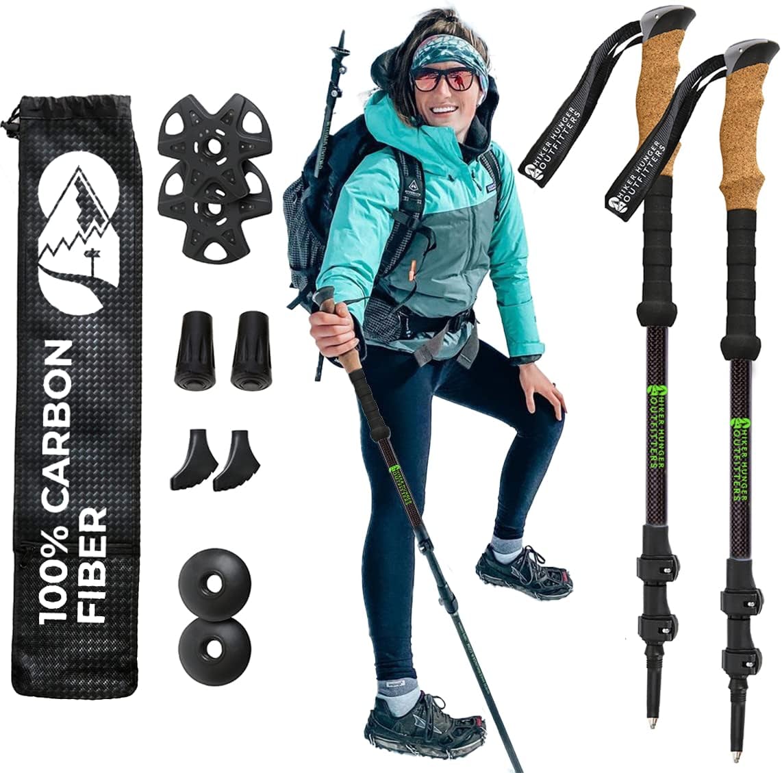 Carbon Fiber Collapsible Walking Stick for Hiking