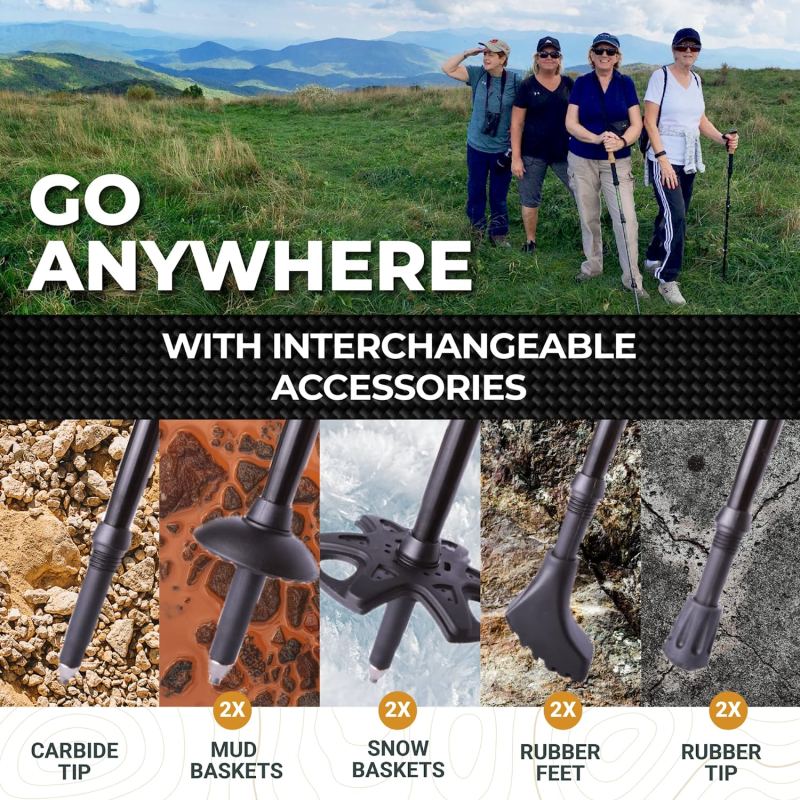 Carbon Fiber Collapsible Walking Stick for Hiking