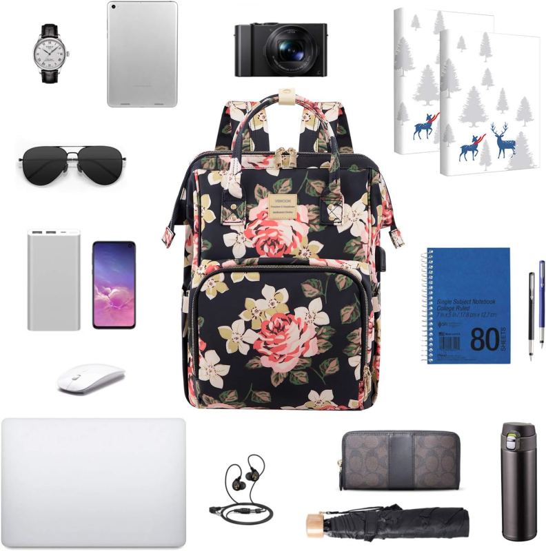 Stylish College School Backpack with USB Charging Port
