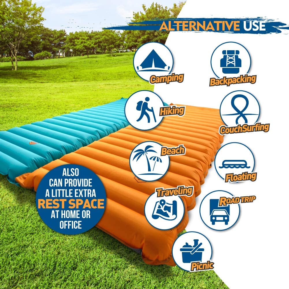 Extra Thickness Inflatable Sleeping Pad with Built-in Pump