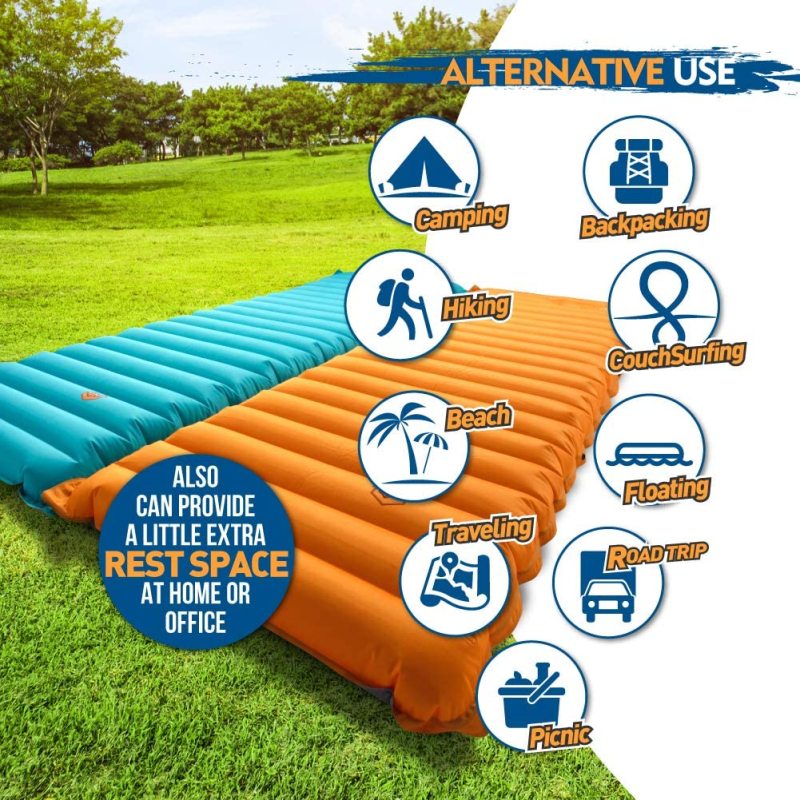 Extra Thickness Inflatable Sleeping Pad with Built-in Pump