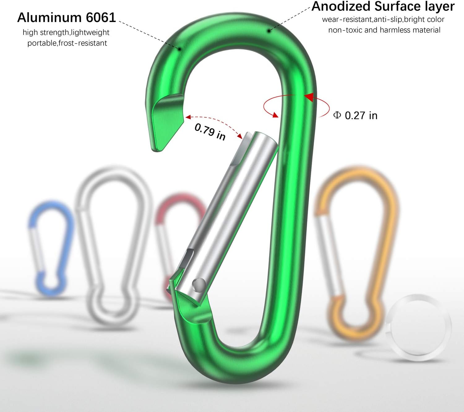 Aluminum Carabiner D Ring