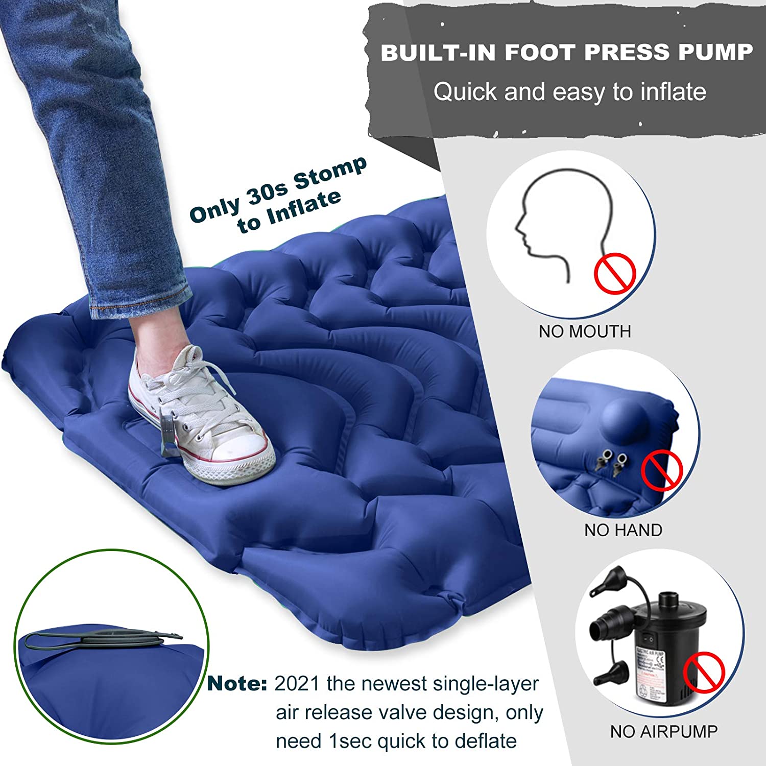 Inflatable Sleeping Mat with Pillow