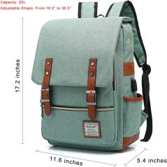 Vintage Laptop Backpack with USB Charging Port