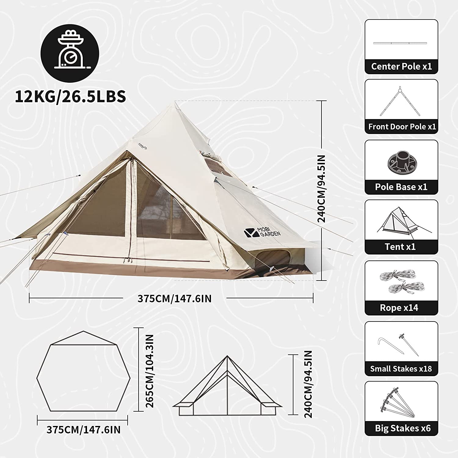 Cotton Canvas Luxury Yurt Camping Tent