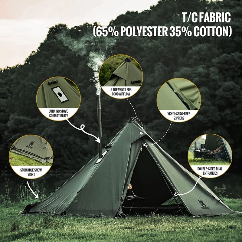Teepee Hot Tent with Snow Skirt
