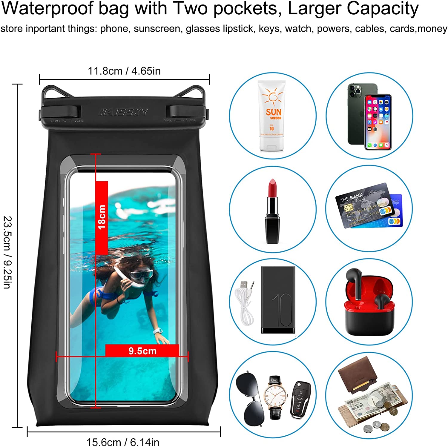 Large Capacity Waterproof Phone Pouch Floating