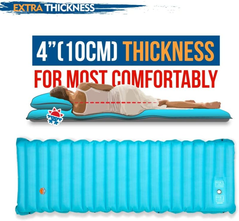 Extra Thickness Inflatable Sleeping Pad with Built-in Pump
