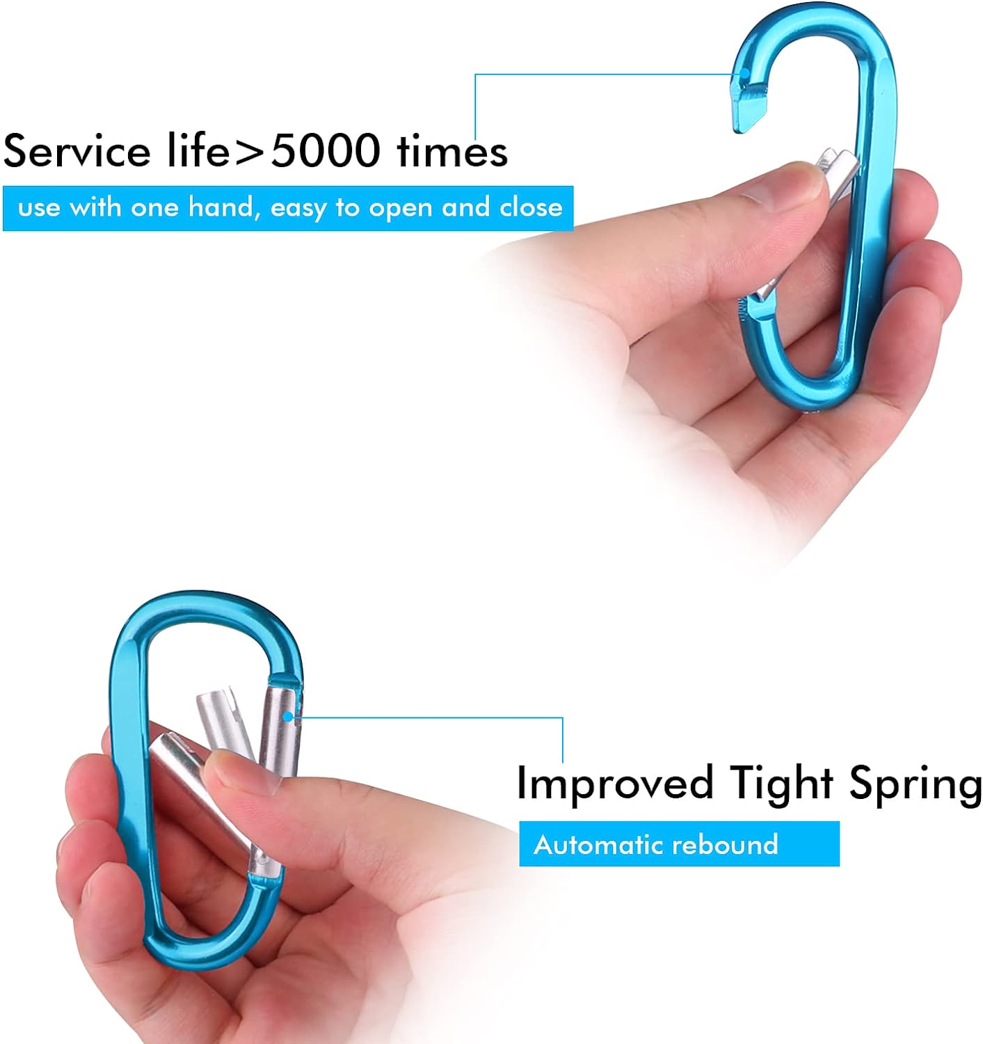 Large Aluminum D Ring Shape Carabeaner