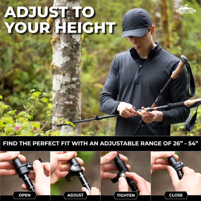 Mountain Tech Lightweight Aircraft-Grade Aluminum Trekking Poles