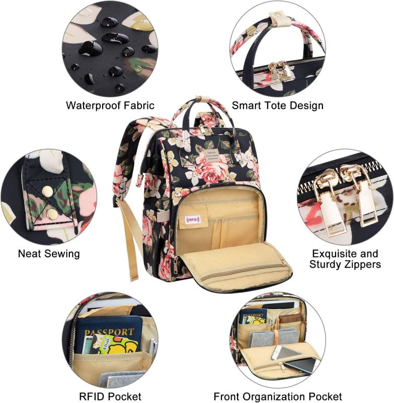 Stylish College School Backpack with USB Charging Port